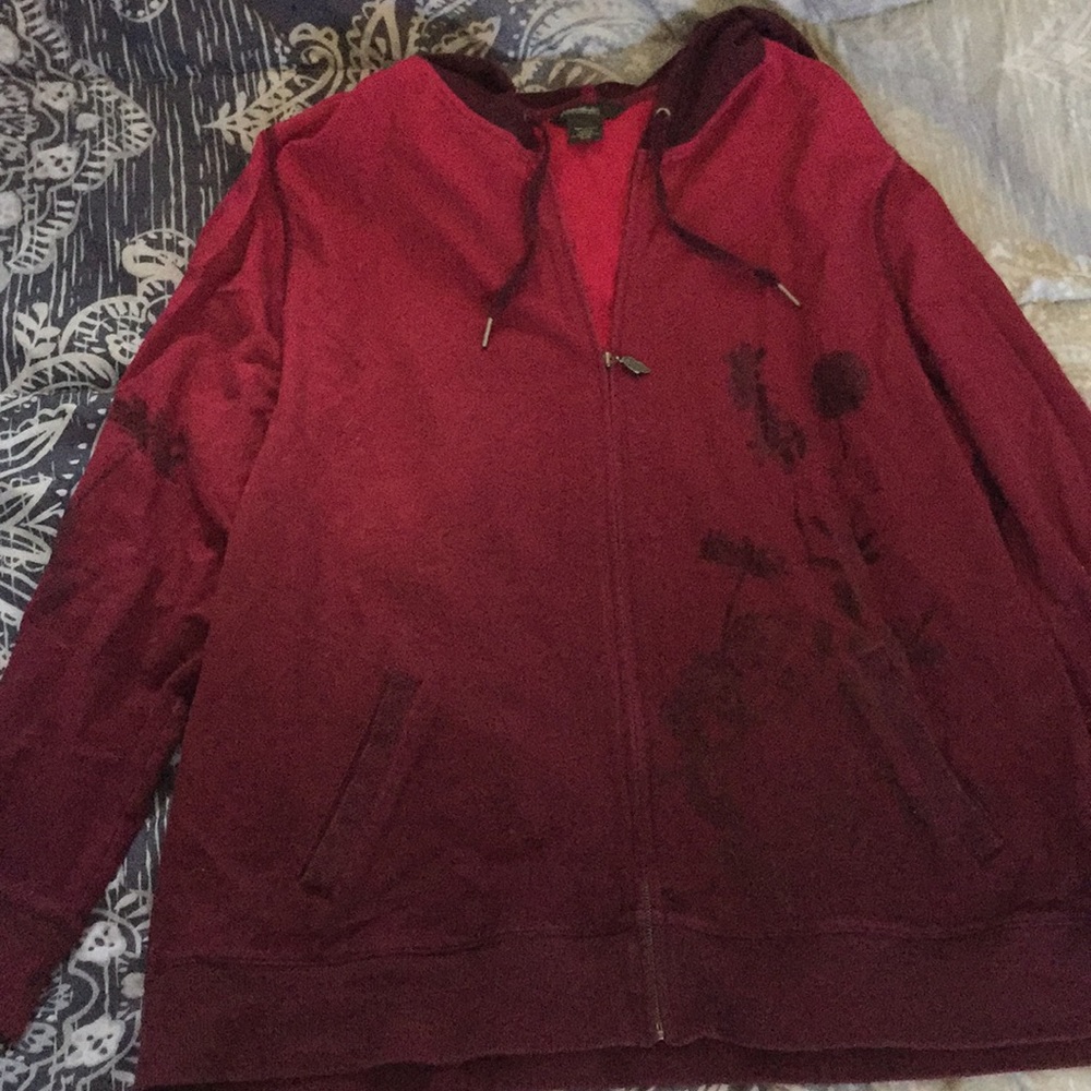 A zip up hoodie